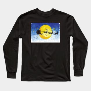 Santas sleigh in front Long Sleeve T-Shirt